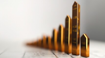 A compelling bar graph showing an abrupt rise in stock values, highlighting a market surge, on a clean white background.