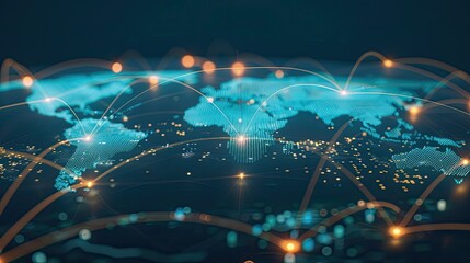 Glowing Connections and Data Points in a Digital Network