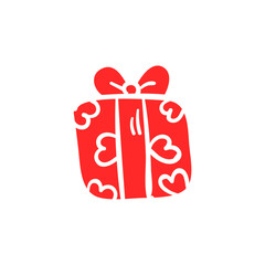 Silhouette doodle valentine's day elements collection. Collection of cute hand drawn icons with heart, letter, bird, cake, gift, potion, phone. Vector illustration. Design for prints, cards 