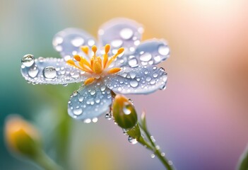 Fototapeta premium close dew drops single delicate blossom showcasing beauty intricate details, flower, petal, nature, freshness, spring, bloom, macro, foliage, garden, color
