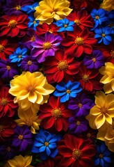 Fototapeta premium vibrant petals forming stunning visual display colorful arrangement beauty, bloom, flower, nature, garden, floral, design, composition, landscape, botanical