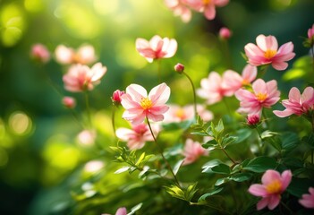 Obraz premium delicate petals cascading down gentle creating soft colorful tapestry nature, slope, cascade, flower, garden, landscape, beauty, softness, scene, floral