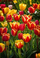 vibrant petals crafting colorful sensory experience breathtaking landscape, bloom, flowers, flora, colors, garden, beauty, sunlight, botanical, fresh