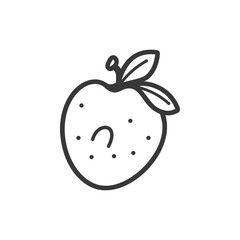Hand drawn Outline Illustration of a Single Apple
