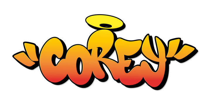 Corey name in graffiti style. Vector illustration.