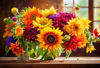 vibrant floral display playful arrangements showcasing artistic creativity colorful harmony, bouquet, blooms, petals, nature, beauty, garden, seasonal