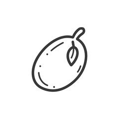 Hand Drawn Line Art Illustration of a Single Olive