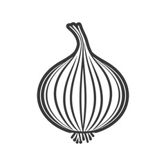 Black and White Line Drawing of an Onion