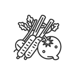 Fototapeta premium Line Drawing of Carrots and a Turnip