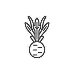 Fototapeta premium Black and White Line Art Illustration of a Turnip