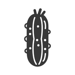 Black and White Illustration of a Cucumber