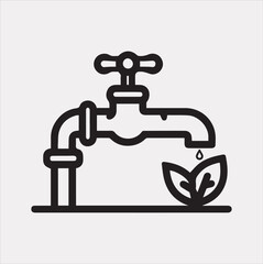 faucet line Art illustration silhouette vector on a white background