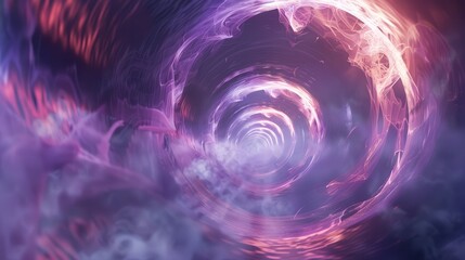 A mesmerizing spiral of vibrant colors and ethereal light, creating a sense of depth and mystery in a cosmic space.