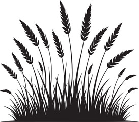 Black Color Grass Silhouette Vector Illustration