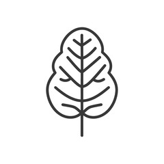 Line Art Illustration of a Single Leaf with Veins