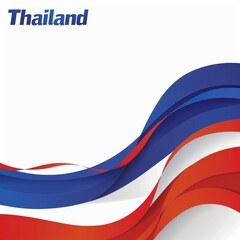 A red, white and blue wave with the word Thailand written in the middle
