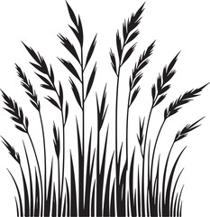 Black Color Grass Silhouette Vector Illustration