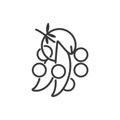 Line Drawing of a Bunch of Grapes with a Leaf