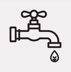 faucet line Art illustration silhouette vector on a white background