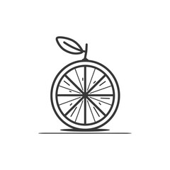 Fototapeta premium Line Art Illustration of a Sliced Orange with a Leaf