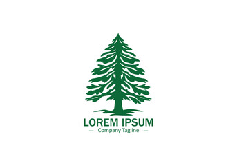 Green Pine tree logo icon vector silhouette isolated on white background