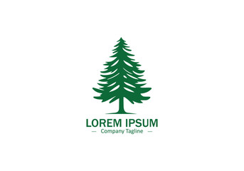 Pine tree logo icon green plant vector silhouette isolated on white background