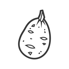 Line Drawing of a Single Seed Filled Eggplant
