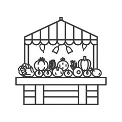 Obraz premium Line Art Illustration of a Produce Stand with Vegetables