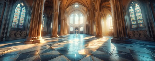 Fototapeta premium Gothic Cathedral Crypt, 4K hyperrealistic photo