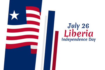 July 26, Independence Day of Liberia vector illustration. Suitable for greeting card, poster and banner.
