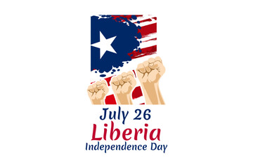 July 26, Independence Day of Liberia vector illustration. Suitable for greeting card, poster and banner.