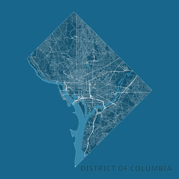 District of Columbia, United States artistic blueprint map poster