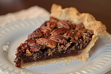 Naklejka premium Delicious pecan pie made with a flaky crust and topped with crunchy pecans