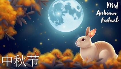 Happy Mid Autumn Festival Poster Design. Chinese Holiday