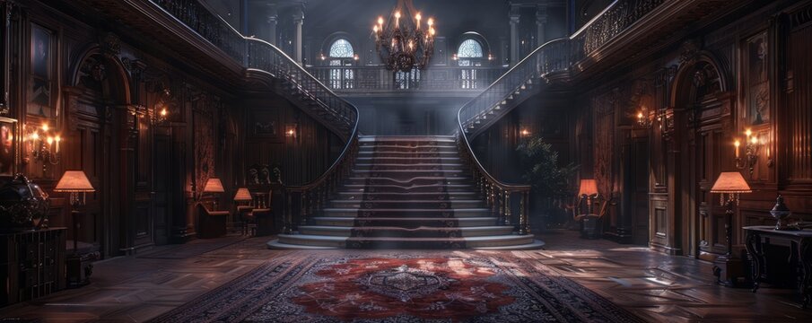 Enigmatic Elegance of Mystery Manor, 4K hyperrealistic photo