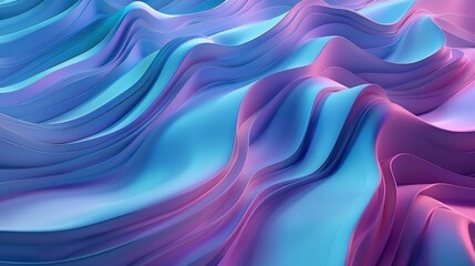 Obraz premium Blue and purple iridescent wavy pattern creating an abstract background