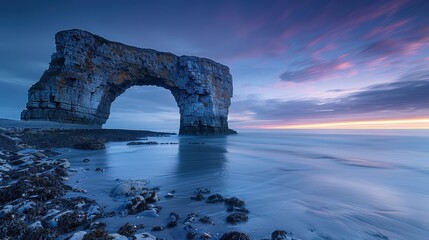 Magnificent Arch Overlooking a Tranquil Ocean Sunset