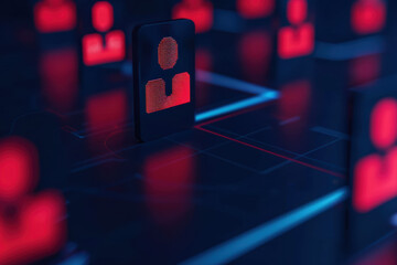 Futuristic digital human icon concept on technology background, showcasing artificial intelligence and data connectivity.
