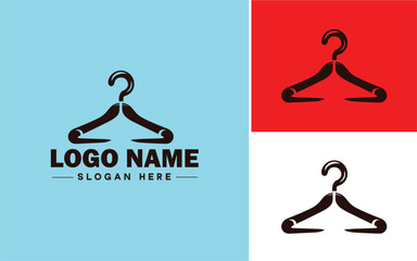 Fashion hanger icon Garment hanger Clothing rack Wardrobe hanger flat logo sign symbol editable vector