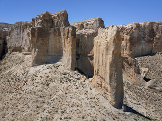 The mountain Sherkala was, according to legend, besieged by the Sheikh of Khoresm Astsyz after he had conquered Mankashlak. Mangystau Province, western Kazakhstan.