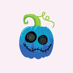 Halloween zombie pumpkin. Cartoon Jack-o'-lantern. Pumpkin for Halloween stickers