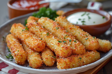 Fictional Mozzarella Cheese Sticks Crisp to Perfection Generated by AI