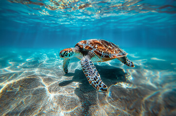 Fototapeta premium Serene sea turtle scene