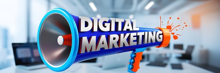 Digital marketing technology concept. space for present promotions.Digital marketing online cencept.