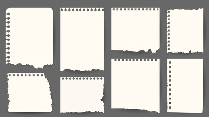 Notebook Paper Page Template Vector Design, Paper message notes  isolated on gray background, Vector EPS 10isolated on gray background, Vector EPS 10