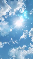 Obraz premium Thunderous Summer Blue Skies: An Anime-Inspired Illustration- Generative Ai