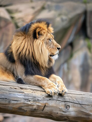 Obraz premium Noble Lion in Profile - Majestic Animal Portrait