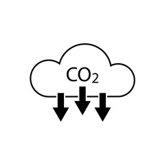 CO2 cloud symbol. Carbon emission reduction. Vector illustration. Environmental icon.