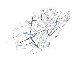 Map of Anderlecht, Belgium. Detailed city map, metropolitan area.