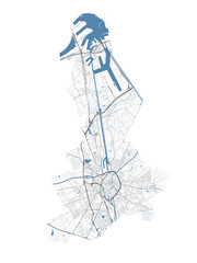 Map of Bruges, Belgium. Detailed city map, metropolitan area.